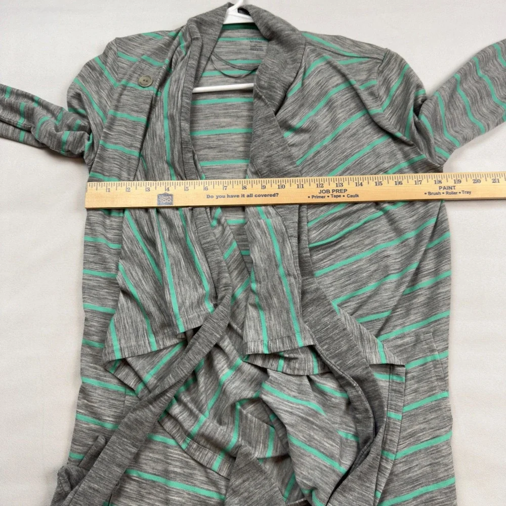 Icebreaker Merino‎ Wool Striped Wrap Cardigan Grey Mint Green SCT-SHSS14APRB Med